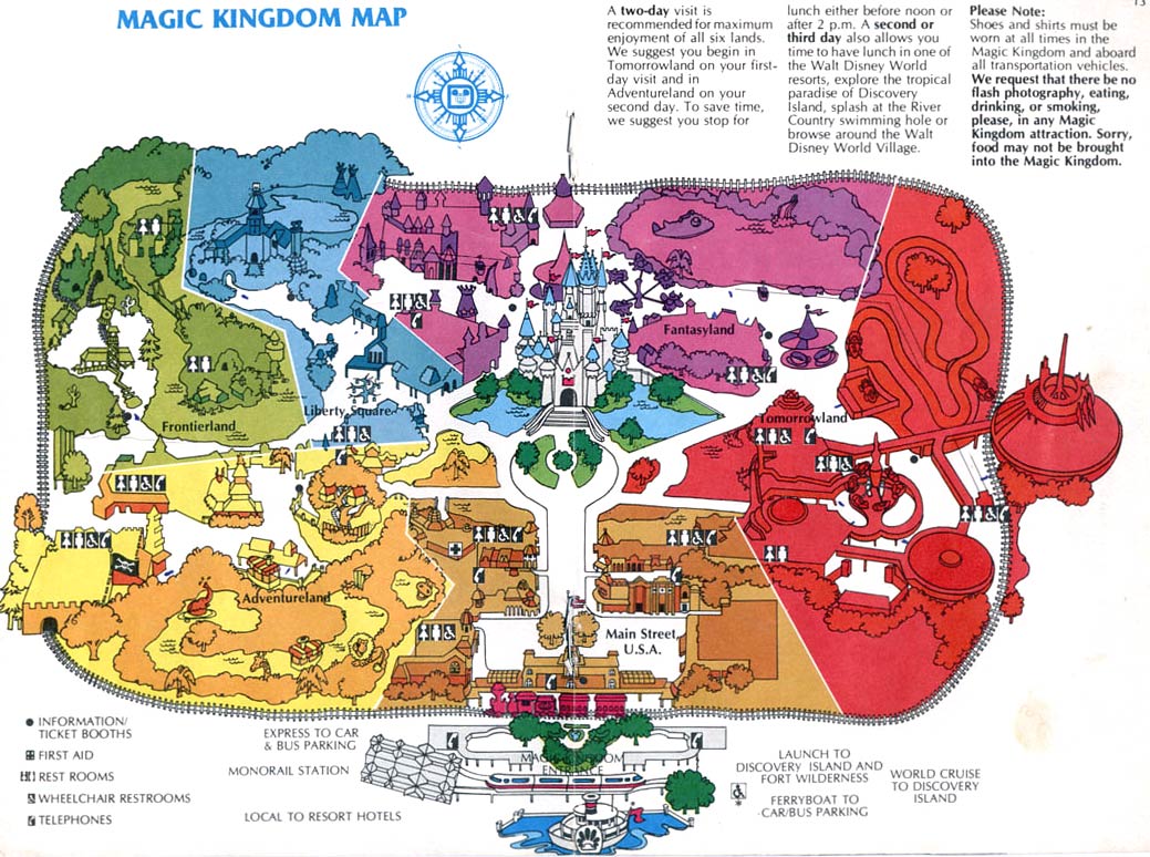 Magic Kingdom 1981. By the start of the 80′s the use of colour coding,